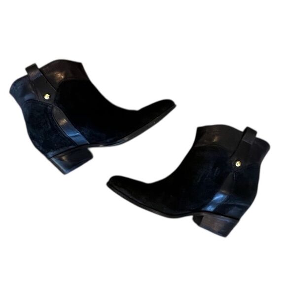 Ivanka Trump Black Leather & Suede Ankle Booties - Picture 10 of 16